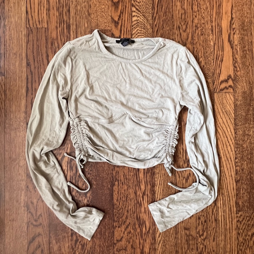 Ruched Long Sleeve Top - light green